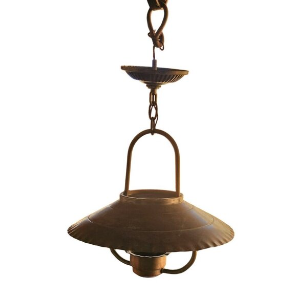 Vintage Copper Hanging Pendant Light Fixture Underwriters Laboratories - Picture 2 of 9